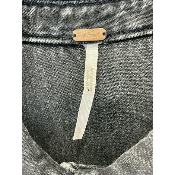 Free People Bennett Mini Denim Studded Dress Jacket Black Sz Medium - Picture 11 of 15